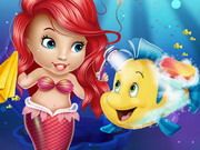 Baby Ariel Taking Care of Flounder